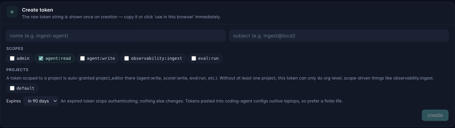 Creating a token with a 90-day expiry by default